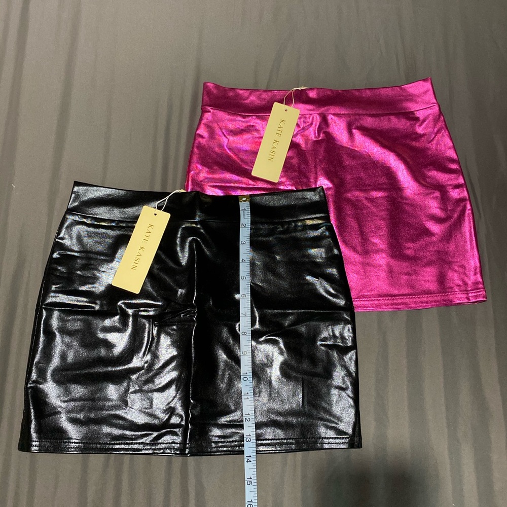 Faux leather mini shirts